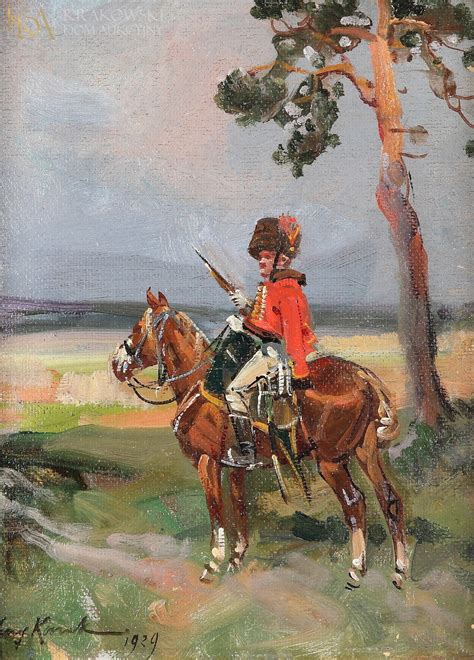 Jerzy KOSSAK 1886 1955 Huzar Na Patrolu 1929 Aukcja