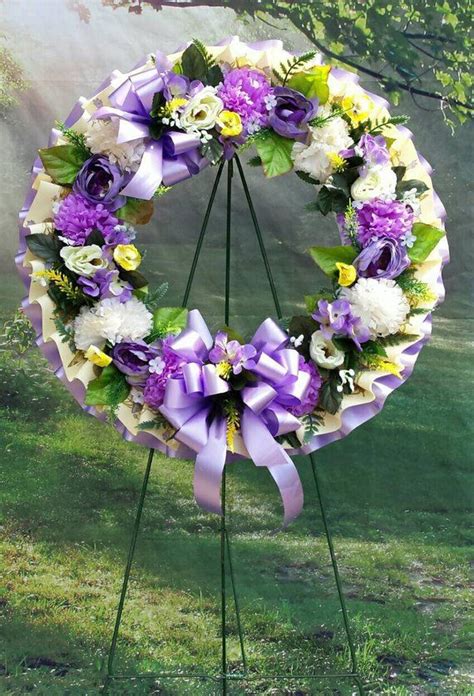 Cemetery Wreath Lavender And Cream Wreath Sympathy Wreath Gravesite