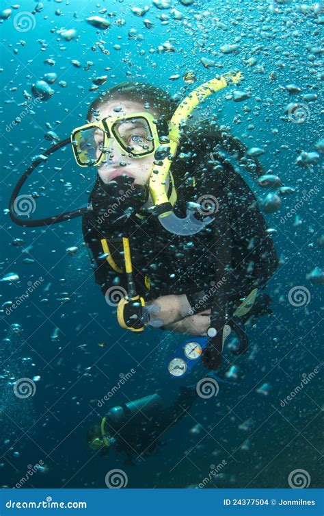 Scuba Diver And Bubbles Stock Photo Image Of Scuba Dive 24377504