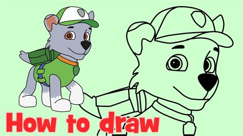 How To Draw Rocky Paw Patrol Characters Step By Step Youtube