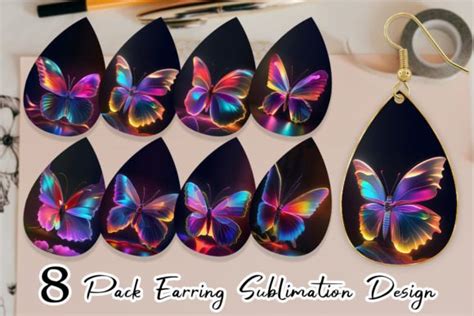 3d Butterfly Neon Light Earring Teardrop Graphic By Artnoy · Creative