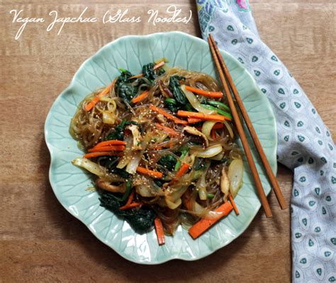 Vegan Japchae (Korean Glass Noodles) | Peaceful Dumpling