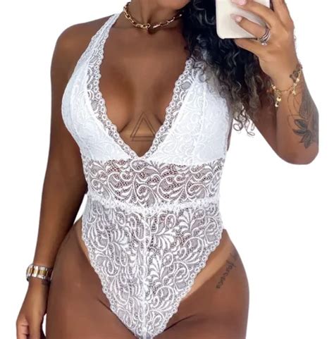 Body Rendado Cavado Costas Lingerie Sexy Moda Feminina Mercadolivre