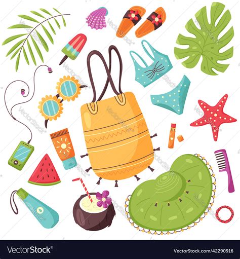 Summer Beach Items Set Royalty Free Vector Image