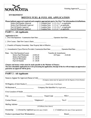 2013 Form Canada Motive Fuel and Fuel Oil Application for Approval - Nova Scotia Fill Online ...