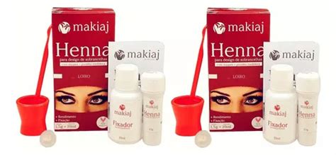 Kit 2 Un Henna Sobrancelha Profissional Makiaj Alta Fixação Cor Loiro