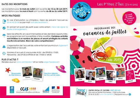 Programme Des Vacances De Juillet 2019 Centre Social Culturel Vent