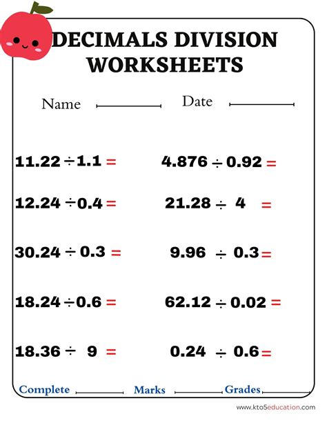 41 Decimal Division Number Worksheet With Lesson Plan Artofit