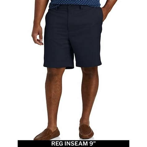 Oak Hill By Dxl Mens Big And Tall Waist Relaxer Microfiber Shorts Navy