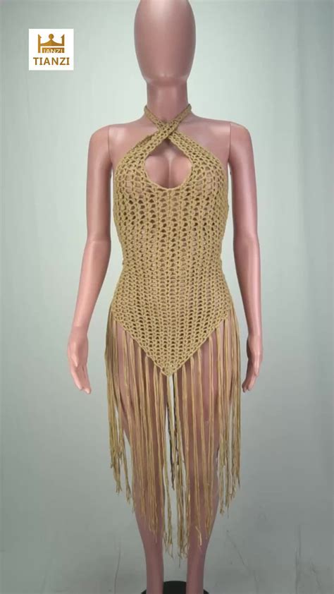 O Women Hot Sexy Fishnet Sleeveless Bandage Tassel Mini Dress Buy Fishnet Dress Long