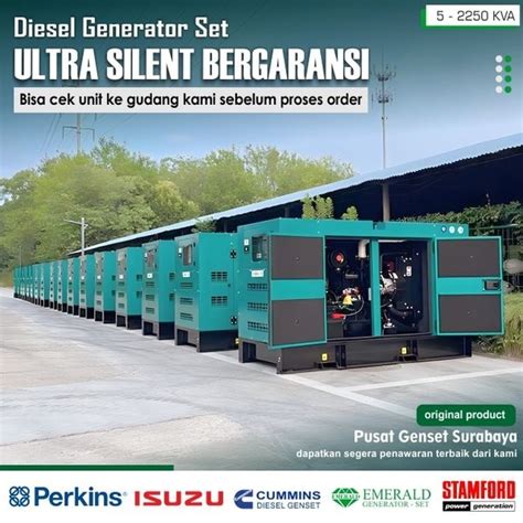 Jual Genset Silent 20 Kva 25 Kva 30 Kva PERKINS ISUZU CUMMINS EMERALD