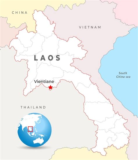 Premium Vector Laos Map With Capital Vientiane Most Important Cities