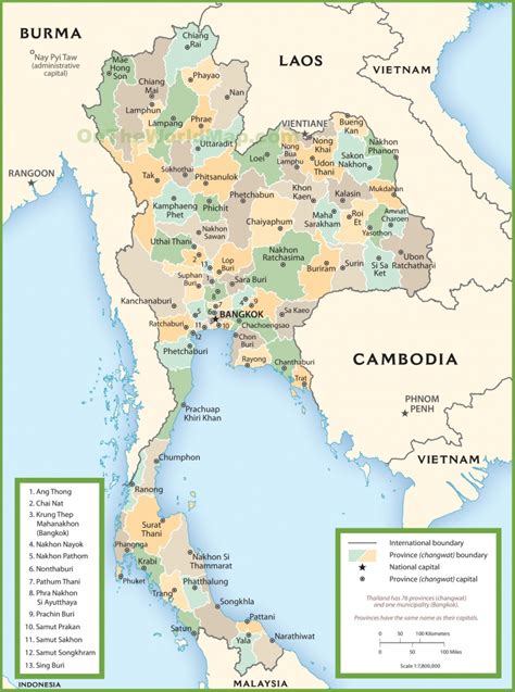 Free Printable Map Of Thailand With Cities