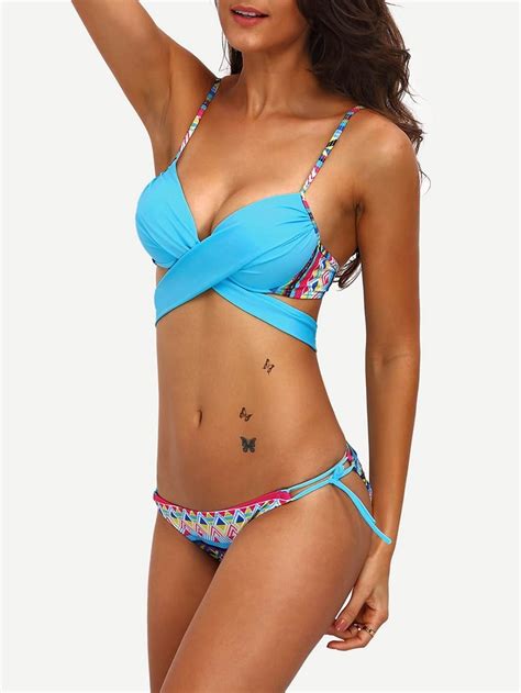 Tribal Print Criss Cross Bikini Set SheIn Sheinside