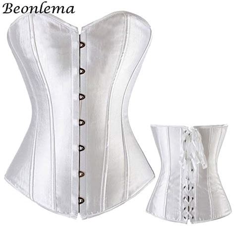 Buy ZZEBRA White Beonlema Bone Satin Corset Overbust Bustier Corselet