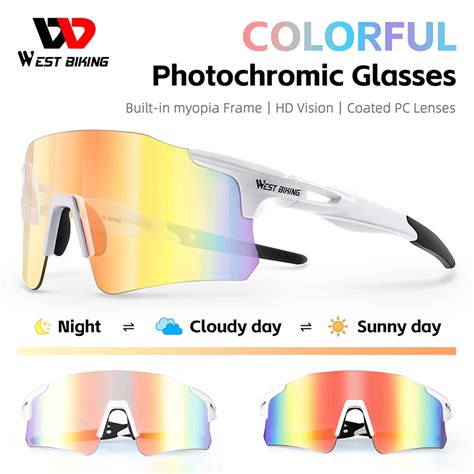 West Biking Colorful Photochromic Cycling Glasses Uv400 Polarized