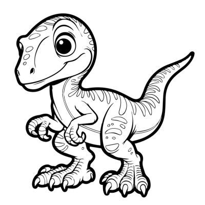 Desenho de Velociraptor fofinho para imprimir PDF grátis Lilocolors