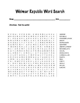 Weimar Republic Word Search By Curt S Journey TPT