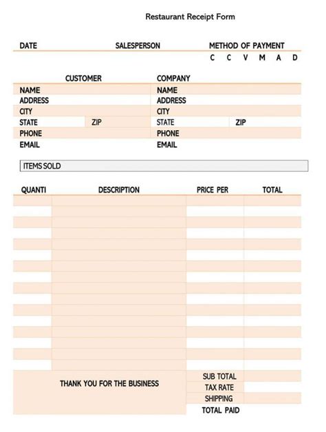 Get Our Printable Restaurant Itemized Receipt Template | Receipt template, Free groceries ...