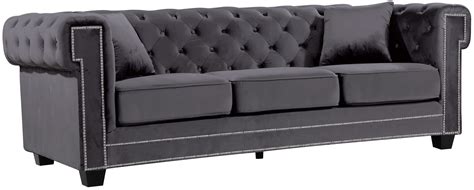 Bowery Grey Velvet Sofa-Color:Grey Velvet,Style:Contemporary - Walmart ...