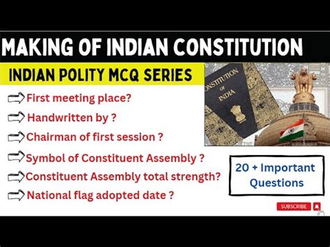 Making Of Indian Constitution Mcqs Important Indian Polity Mcqs For