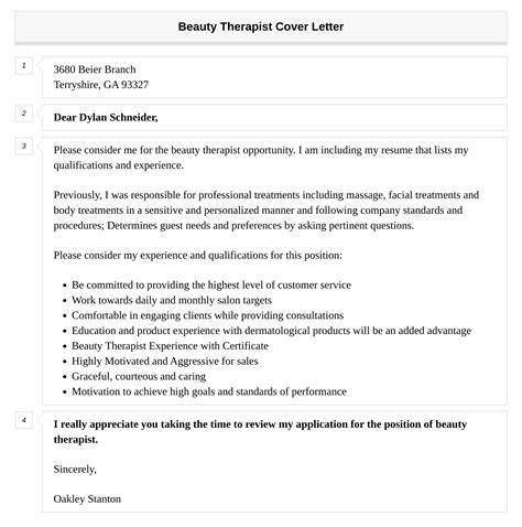 Beauty Therapist Cover Letter Velvet Jobs