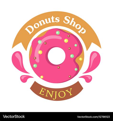 Donut Shop Logo Icon Enjoy Tasty Glazing Vector Image