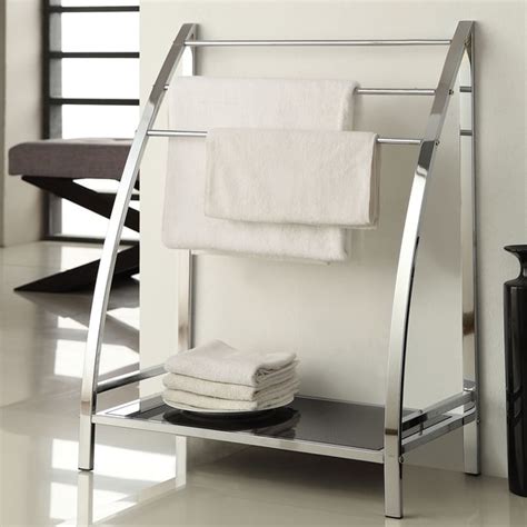 Chrome Finish Towel Bathroom Rack Stand Glass Shelf Free Shipping Today 15992596