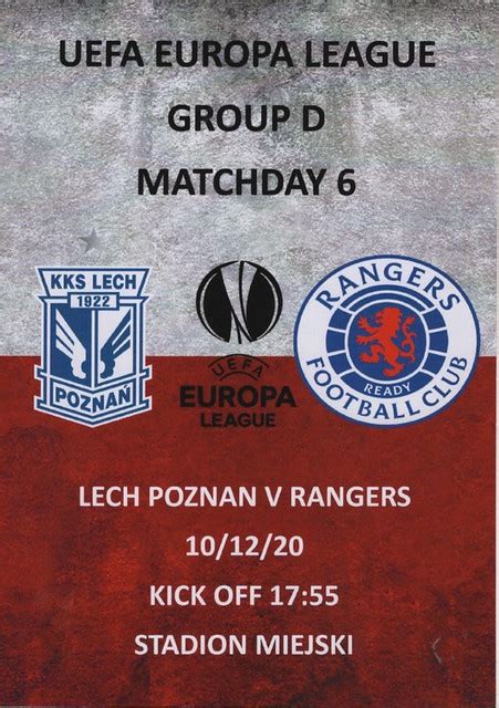 Lech Poznan V Rangers EL 101220 Erskine Charity Programme Flickr