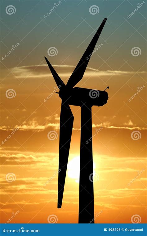 Wind Turbine Against Dramatic Sky Stock Image Image Of Outline