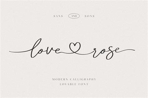 Love Rose Calligraphy Font Handwritten Font Feminine Font Etsy