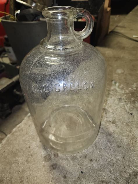 Vintage One Gallon Clear Glass Jug With Finger Loop Ebay