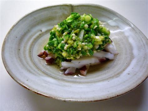 Japanese Appetizer Octopus And Okra Salad In Ginger Marinade Japanese