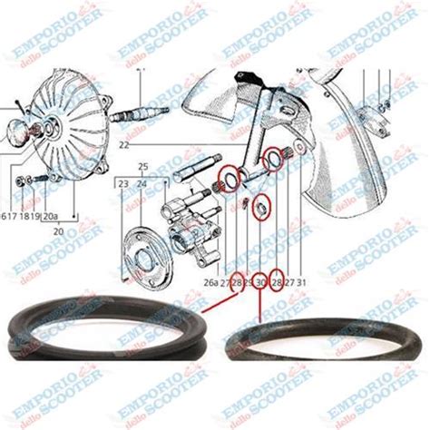 KIT O RING PERNO RUOTA ANTERIORE VESPA 50 90 ET3 PRIMAVERA PIAGGIO