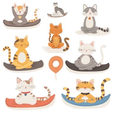 Cute Cat Yoga Boat Poses Vector, Plank, Activity, Set PNG Transparent Image and Clipart for Free ...