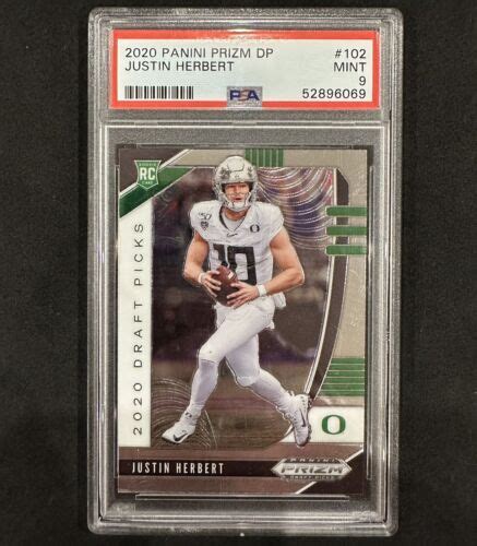 Justin Herbert 2020 Panini Prizm Draft Picks Rookie Card RC 102 PSA