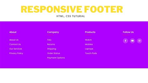 Responsive Footer With Html And Css Website Footer Design Responsive Footer Section Design