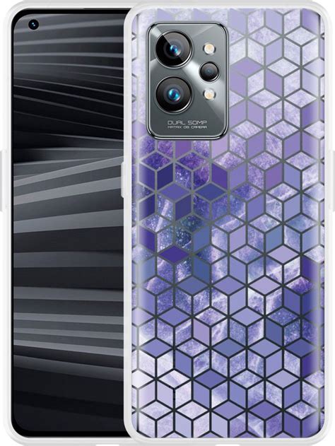 Realme GT2 Pro Hoesje Paars Hexagon Marmer Designed By Cazy Bol