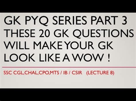 GK PYQs PART 3 LECTURE 7 PARMAR SSC YouTube