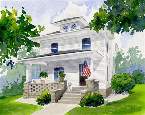 Custom X Watercolor Home House Portrait Painting Art Commission Free