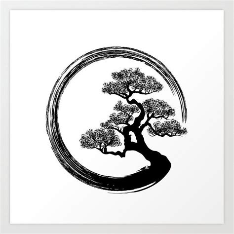 Enso Zen Circle And Bonsai Tree Art Print By Creativemotions X Small