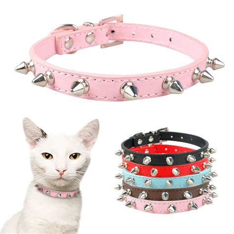 Cool Cat Dog Collar Cats Dog Leather Spiked Studded Collars For Small Medium Dogs Cats Chihuahua ...