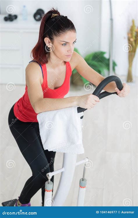 Girl Working On Stepper Stock Image Image Of Caucasian 104146977