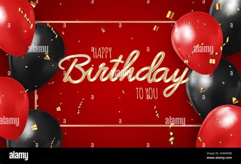 Happy Birthday Red Background with Realistic Balloons. Illustration ...