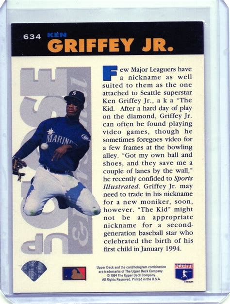 Ken Griffey Jr Collector S Choice 1994 Up Close Personal Silver