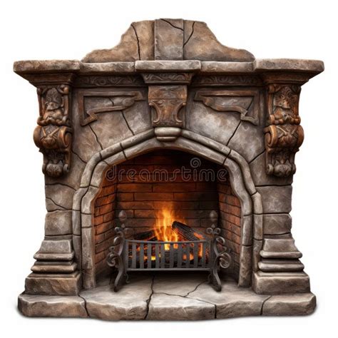 Epic Fantasy Stone Fireplace Mantel High Resolution Hyper Realistic