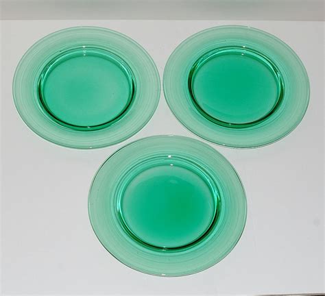 Vintage Steuben Pomona Green Glass Salad Plates Set Of 3 Etsy