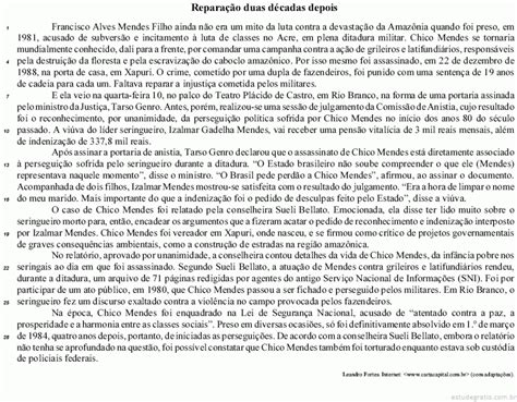 Texto Para Os Itens De 1 A 20 A Partir Da Leitura Do T