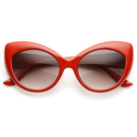 Oversized Vintage Inspired Super And Bold Retro Designer Cat Eye Sunglas