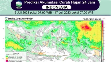 Prakiraan Hujan Di Indonesia Hari Ini Minggu 16 Juli 2023 BMKG